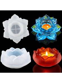 2pcs Candle Holder Silicone Mold Set, Epoxy Resin Casting Mold Kit, DIY Candle Holder Silicone Mold, Resin Silicone Mold 2pcs Set, Candle Holder Silicone Mold, Casting Mold, Candle Holder, DIY Candle, Silicone Mold, Candle Holder, Jewelry Box, Tea Light Holder, Table - Petal - View 8