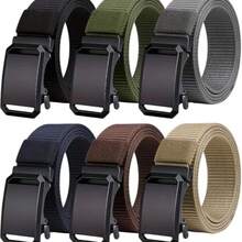 男士帆布多功能休闲棘轮户外训练战术腰带，时尚运动腰带 - 彩色 - 查看 1