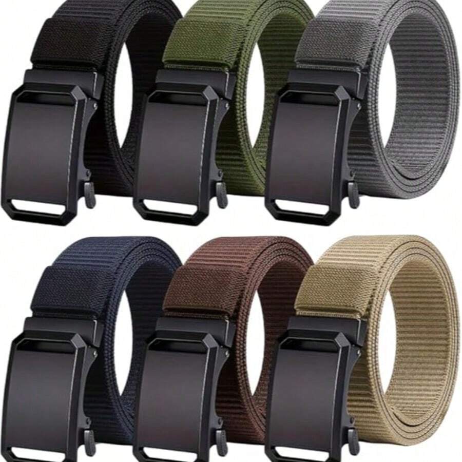 男士帆布多功能休闲棘轮户外训练战术腰带，时尚运动腰带 - 彩色 - 查看 1