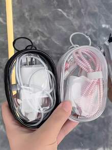 Bolsa organizadora de cabos em PVC (2 unidades) com gancho, transparente, compacta, ideal para guardar fones de ouvido e carregadores. Bolsa portátil para cabos, resistente a impactos, com zíper, multifuncional e resistente à pressão, perfeita para guardar mini pen drives. Ideal para uso externo, com design exclusivo e visual atraente. - Multicolorido - Ver 8