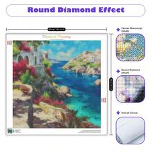 1件套全圆钻石画套装，海岸礁石风景十字绣，成人手工装饰家居用品，40x40厘米，无框 - 彩色 - 查看 3