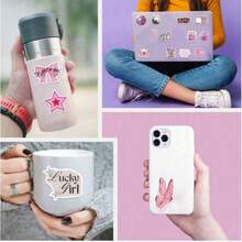 50张粉色贴纸，复古美学贴纸，Y2K风格贴纸，Y2K都市风格贴纸，Y2K主题礼物，90年代复古贴纸，乙烯基贴纸，适用于水瓶、保温杯、吉他、行李箱、手机、手机壳、笔记本电脑、滑板等，绝佳礼品 - 廣告 - 查看 4