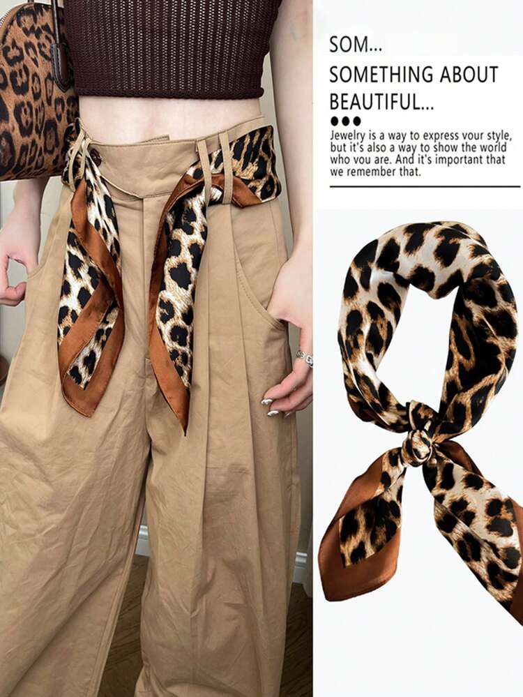 American Style Cashew Flower Square Scarf Waist Sash, Layered Wear, Sweet & Cool Hip Hop Waist Accessory For Jeans - Multicolor - View 6