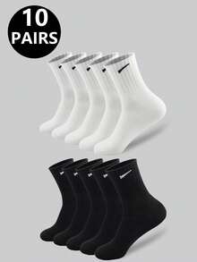 1双/5双/6双装 女士休闲长袜，简约舒适，日常穿着，男女通用中筒袜，秋季款 - 彩色 - 查看 5