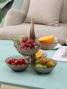 Multi-Layer Fruit Plate, High Foot Fruit Plate, Household Living Room Coffee Table Candy Box Fruit Plate Dried Fruit Plate Melon Seeds Snack Storage Box - Multicolor - View 8