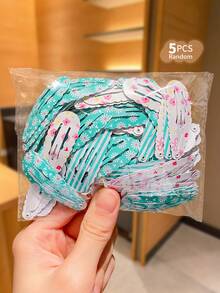 5pcs Cute Floral Print Hair Clips For Women, Fashionable And Sweet Hair Accessories, Suitable As Gift For Girls To Tidy Bangs - Multicolor - View 12