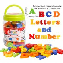 78件套磁性字母、数字、数学符号玩具套装，桶装蒙特梭利早教塑料冰箱贴益智玩具，开学季必备，男孩女孩最佳生日礼物 - 彩色 - 查看 10