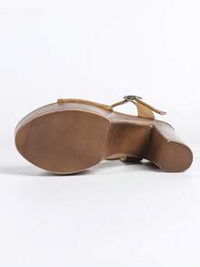 Women's Sandals, 2025 New Spring & Summer Fashion Sexy Open Toe Thick Heel Platform Waterproof Shoes - 棕色 - 查看 11
