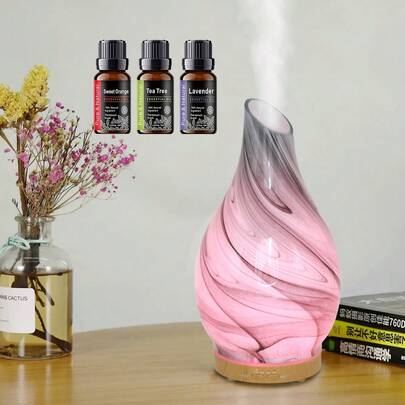Difusor de aceites esenciales ultrasónico de 200ml con luz nocturna cambiante de color y temporizador automático. Humidificador silencioso para el hogar, la oficina y el dormitorio