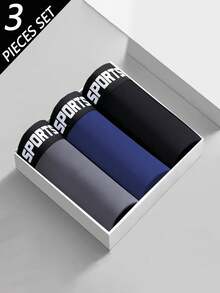 3 piezas de calzoncillos tipo bóxer para hombres, cómodos, elásticos y transpirables, ropa interior masculina de moda - Multicolor - Ver 2