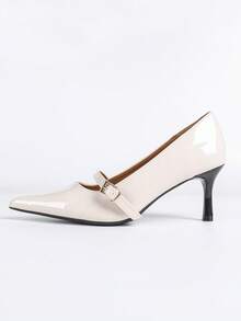 French Pointed Toe Slip-On Pumps, Versatile Hollow Out Stiletto Heel, Elegant Lady Style Work Shoes, Spring/Summer - Apricot - View 6