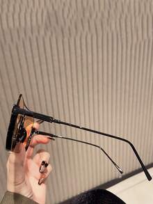 Men's Casual Basic Black Rectangular Fashion Glasses, Suitable For Holiday Outings, Outfit Matching, Also Can Be Used As Holiday Gifts - Multicolor - View 3