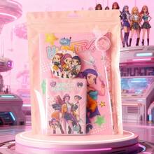 1 Set de artículos de papelería con temática de grupo de chicas coreano, incluyendo cuaderno y artículos de papelería creativos para estudiantes, pequeño regalo para el campus - Multicolor - Ver 9