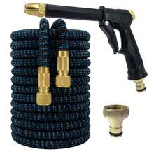 3X Expandable Coil Garden Hose Set, Made Of Durable Rubber Material With High-Pressure Nozzle - B - View 1