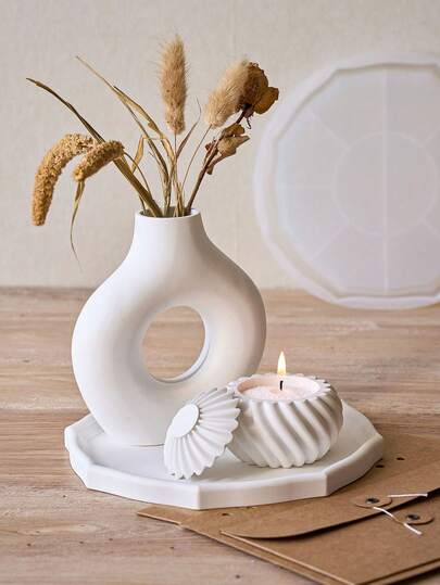 1PC Round Storage Tray Silicone Mold, DIY Handmade Plaster Resin Flower Pot Base Craft Molds Home Decor Art Gifts Ornaments