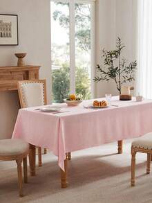 1/36pcs Elegant Solid Color Tablecloth, Skin-Friendly Absorbent Reusable, Suitable For Valentine's Day Picnic, Party, Living Room, Dining Room, Home Decor - Pink - View 2