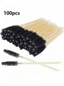 50/100/200支装一次性睫毛刷，黑色水晶手柄和刷毛，睫毛嫁接化妆工具 - 彩色 - 查看 12