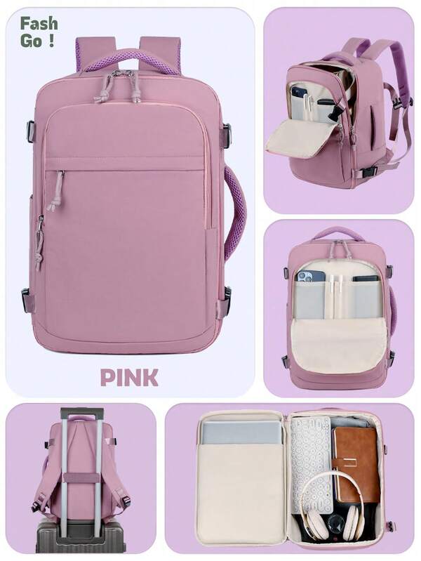 حقيبة ظهر سفر كبيرة السعة خفيفة الوزن، حقيبة عمل للنساء، محمولة مع تصميم حزام للحقائب، حقيبة ظهر بطراز كلية مع حجيرة للأحذية. حقيبة عمل/نهاية الأسبوع كبيرة السعة مقاومة للماء، متوافقة مع TSA، مع منفذ شحن USB. حقيبة ظهر للكمبيوتر المحمول رقيقة جداً وقوية، مصممة للكلية/الكمبيوتر، مناسبة للجنسين، مناسبة للاستخدام الخارجي، كبيرة السعة، قوية، خفيفة الوزن، مقاومة للماء.