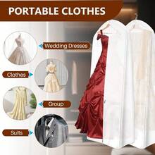 UNIQUEFORYOU 70-Inch Wedding Dress Garment Bag With Handles, Foldable Clothes Storage Bag With Pockets And Zipper, White, 180cm Long - Multicolor - View 3