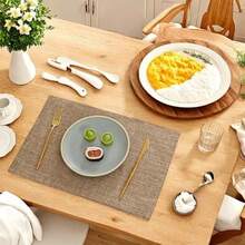 MUNSKT Cotton Place Mats 4 Pcs Place Mats For Table Natural Linen Washable Table Mat Heat Resistant Placemats For Kitchen Restaurant - Flax - View 4