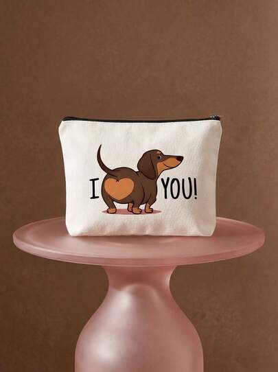 Joivida Dachshund Love Printed Cosmetic Bag, The Best Gift For Grandmothers, Teachers, Friends, Nurses, Express Your Love For Furry Children, Travel Souvenirs For Female Friends, Essential Travel Toiletry Bag Makeup Bag School Supplies Travel Essentials Make Up Bag Holiday Essentials Makeup Bags Makeup Pouch Makeup Organizer Holiday Winter Sausage Dog Women Gifts For Women Make Up Organizer Makeup Storage