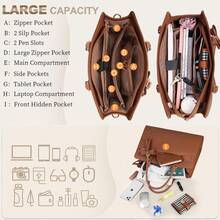 NEWHEY Bolso de mano tipo maletín para laptop, bolso de compras de mano, bolso para laptop de 15.6 pulgadas, bolso de trabajo impermeable de cuero PU, bolso de hombro con cartera, set de 2 bolsos de mano para negocio, trabajo, escuela, funda para laptop, funda para laptop para mujeres, funda portátil con asa para viajes de negocios - Multicolor - Ver 7
