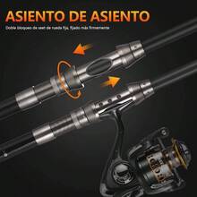 Caa de Pescar Telescpica de Fibra de Carbono con Seuelos y Accesorios, Bolsa de Pesca para Agua Salada y Dulce 2.4m - Negro - Ver 3