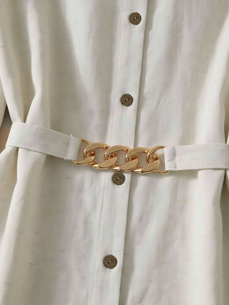 优雅女士金属装饰灯笼袖衬衫，春季时尚女式衬衫 - 杏色 - 查看 7