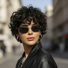 6 Inch Brazilian Remy Human Hair Wig - Natural Curly Pixie Cut With Finger Wave Texture 180% Density Human Hair Perfect For Daily Wear & Party & Holiday, 6 Inch Instant Hairstyle With Volume - Natural Black - View 7