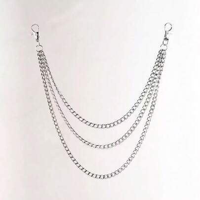 1 pieza Cadena de pantalón de estilo europeo y americano multicapa, accesorio de moda callejera punk de hip-hop, cadena de cintura de vaqueros versátil, cadena de pantalón bohemia de aleación de zinc de unicolor, adecuada para todas las temporadas