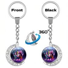 K-POP  Stainless Steel Keychain - Cute Cartoon Moon Design, Durable Iron Alloy Material, Suitable For Holidays And Reward Gifts - Multicolor - View 12