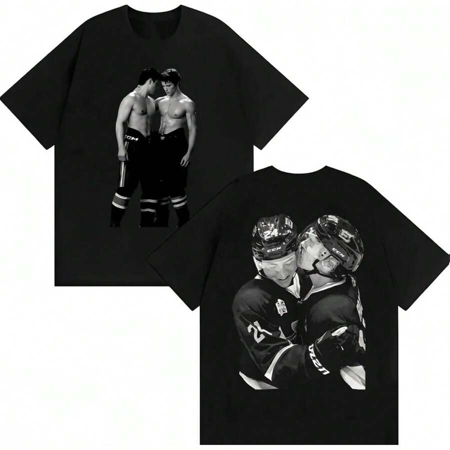 Heated Rivalry Shane Hollander‌ Ilya Rozanov Hollanov T-Shirt Men Women Vintage Fashion Short Sleeve - Đen 5 - Xem 1