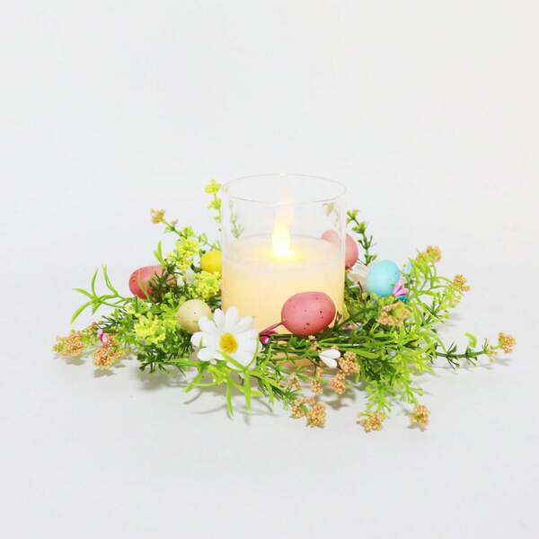 Easter Floral Wreath With Candles, Spring Easter Egg Wreath - Easter Decoration