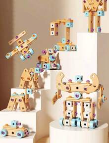 Juego de herramientas de construccion DIY para niños 126 piezas - Azul - Ver 9