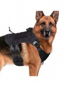 Outdoor Training Tactical Dog Vest, Anti-Pull & Waterproof, With Rubber Handle And Metal Buckle Pet Dog Harness - Black - View 1