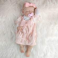 1pc Cute Simulation Doll 46cm Full Vinyl Washable Reborn Dolls Dress-Up Game Toy Companion Toy Christmas Gift - Baby Pink - View 2