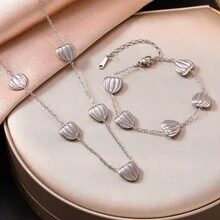 新款钛钢海洋系列手链项链套装，女士轻盈奢华18K金及不锈钢首饰 - 彩色 - 查看 9