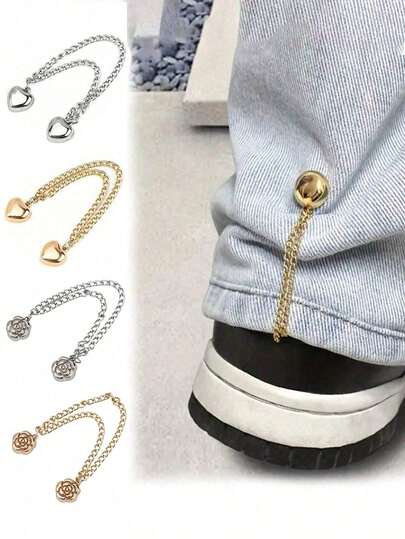 2/4个多功能磁性夹，新款强力磁性围巾夹带链条，衬衫夹，时尚配饰，用于收紧T恤下摆、领口和裤脚，万圣节装饰