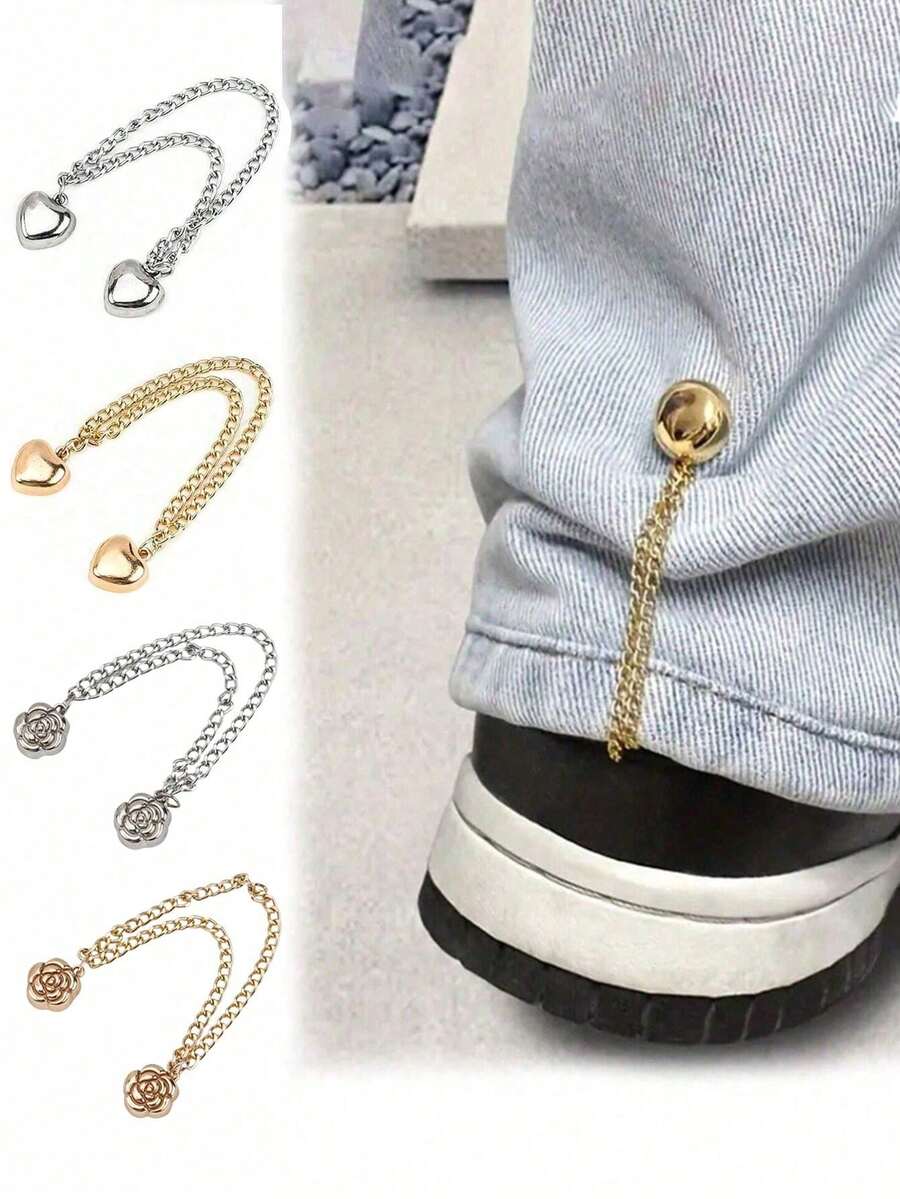 Bộ 2/4 kẹp từ đa năng, kẹp khăn từ mạnh mẽ mới có dây xích, kẹp áo sơ mi, phụ kiện thời trang để siết chặt gấu áo thun, cổ áo và ống quần, trang trí Halloween. - Nhiều màu - Xem 1