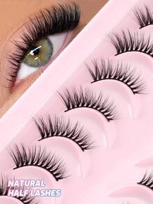 Mkhlina 7 Pairs Half-Strip Striped False Eyelashes, Natural & Charming Cat Eye Extended False Lashes, Suitable For Daily Makeup, 3/4 Corner Lashes Reusable - Cat eye Lashes - View 1