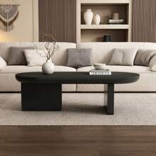 119.7 * 49.8 * 35.5cm Modern Minimalist Black Coffee Table, Spray Finish Living Room Table, Oval Table, Sofa Table, Side Table, Coffee Table, Leisure Table MDF - Black - View 1