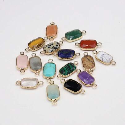 1 Piece Natural Stone Connectors Crystal Agates Charms Tiger Eye Stone For Jewelry Making DIY Necklace Bracelets Handicrafts Accessories 12x24mm