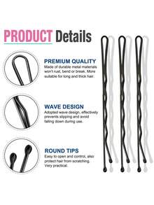 100/200/300pcs Black Line U-Shaped Hair Clips, Women Wavy Hair Clips, Hair Accessories - Multicolor - View 6