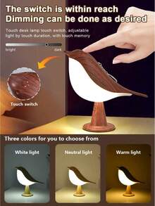 Luz nocturna en forma de urraca y pájaro, talla L, diseño creativo, adecuada para dormitorio, habitación, escritorio, sala de estar, estudio, regalo, luz decorativa novedosa, decoración de mesita de noche, regulador táctil de 3 temperaturas de color, luz ambiental nocturna - Luz nocturna de pájaro - Ver 5