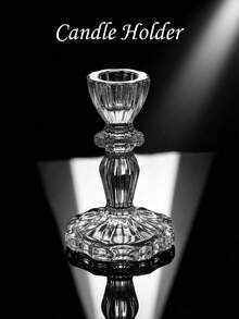 1件/套玻璃烛台，复古法式风格，透明纹理单臂锥形烛台，适用于餐桌中心装饰、客厅壁炉架摆设、婚礼招待会装饰、节日派对布置、精品酒店点缀、浪漫约会之夜、新娘送礼会布置、办公室接待氛围。 - 多色 - 查看 2