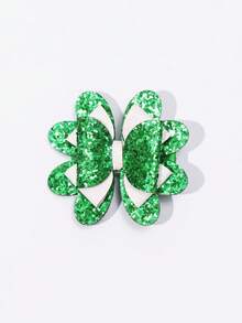 5 piezas Pasadores de pelo con trébol de San Patricio, lazo verde, unicornio irlandés princesa (sin tarjeta de papel) - color mezclado - Ver 8