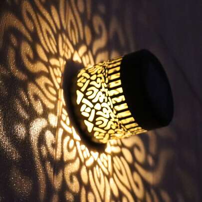 1pc Solar Fence Light, Outdoor Wall Light With Hollow-Out Design, LED Solar Light Suitable For Garden, Yard, Patio, Stairs Lighting, Applicable For Garden, Lawn, Patio, Stairs, Birthday Party Decor, Yard Garden Decor, Front Door Decor, Christmas & Halloween Party Yard Decor, Ramadan Lantern, Ramadan Decor