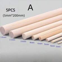 5pcs Round Wooden Bamboo Sticks, Handmade DIY Craft Materials, Woodworking Supplies - Wood Color - View 14