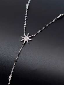 1件S925纯银锆石椭圆形项链，精致流苏颈链，日常佩戴百搭，亦可作为礼物 - 彩色 - 查看 6