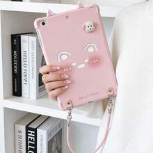 Cute Pink Dog Compatible With IPad Pro 13 Inch Tablet Soft Case, With Beads, Ear Chain Strap Suitable For IPad Air, IPad Air 11-Inch M3 M2, Apple IPad Mini 1/2/3/4/5/6/7/8, 2021/2019/2022/2024 Models - Pink - View 3